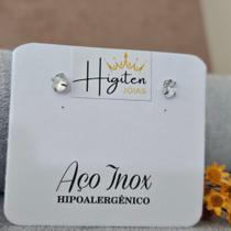 Par de Brincos Aço Inoxidável Unissex Cabeça Dupla Pedra Zircônia 14mm Rosqueavel Par de Brincos Aço Inoxidável Unissex Cabeça Dupla Pedra Zircônia 14mm Rosqueavel