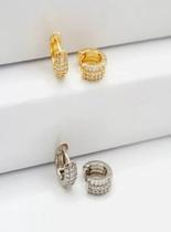 Par de Brincos Argola Cravejado - Banhado a Ouro/ Prata 925 Par de Brincos Argola Cravejado - Banhado a Ouro/ Prata 925
