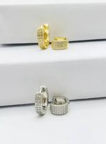 Par de Brincos Argola Cravejado - Banhado a Ouro/ Prata 925