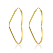 Par De Brincos Argola Desenho Coração 24mm Ouro 18k 750 Par De Brincos Argola Desenho Coração 24mm Ouro 18k 750