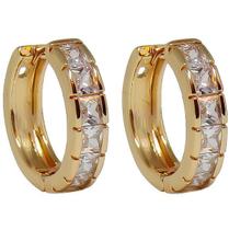 Par de Brincos Argola Liga Metálica Média Cravejado