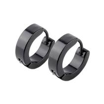 Par de Brincos Argola Masculina Preta Aço Cirúrgico Não Alérgico Pequeno Articulado Resistente