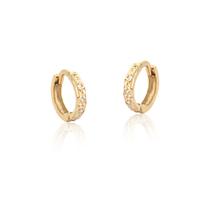Par De Brincos Argola Pequena Com Pedras Em Ouro 18k Ab106
