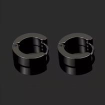 Par de Brincos Argola Preta Masculina Aço Cirúrgico Antialérgico Resistente à Água e Suor Promoção