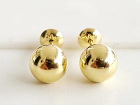 Par de Brincos Bolinhas 4mm, Em Ouro Amarelo 18K