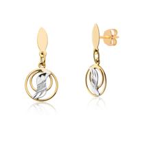 Par De Brincos Círculos Em Duas Cores Ouro 18k Ab43 Par De Brincos Círculos Em Duas Cores Ouro 18k Ab43