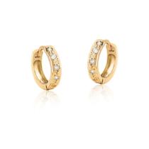 Par De Brincos De Argola Com Pedras Pequeno Ouro 18k Ab107