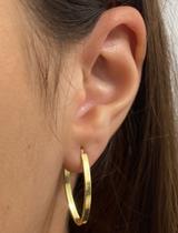 Par de Brincos de Ouro 18k - Argola Folha 2mm - 2,3cm - Gardenia Joias