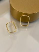 Par de Brincos de Ouro 18k Argola Retangular Boleado 2mm 1,6cm Gardenia Joias Par de Brincos de Ouro 18k Argola Retangular Boleado 2mm 1,6cm Gardenia Joias