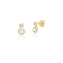 Par De Brincos De Pedrinhas Em Ouro 18k Ab110 Par De Brincos De Pedrinhas Em Ouro 18k Ab110