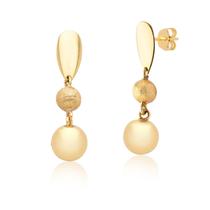 Par De Brincos Delicado Com Bolinhas Em Ouro 10k Ab139