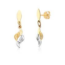 Par De Brincos Delicado Duas Cores Em Ouro 10k Ab41