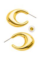 Par de Brincos Dourados Luxo Oval Concha Femino Nfe