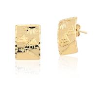 Par De Brincos Escrava Egípcia Retangular 10k Ab23