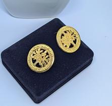 Par de Brincos Feminino Adulto e Infantil Folheado Ouro Brinco Antialérgico Coração Liso / Onça Tigre / Arvore da vida