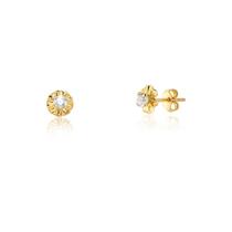 Par De Brincos Flor Com Pedra Colorida Ouro Puro 18k Ab162 Par De Brincos Flor Com Pedra Colorida Ouro Puro 18k Ab162