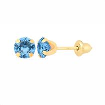 Par De Brincos Infantil com Pedra Zircônia 4mm em Ouro 18k 750 Vermelha