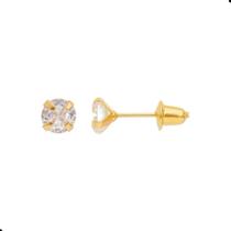 Par de Brincos Infantil de Zircônia 5mm Ouro 18k