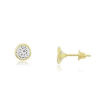 Par De Brincos Infantil Ou 2 Furo 4mm Ouro 18k Em Zircônia Castroado