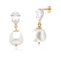 Par De Brincos Lindíssimo Em Pérola Ouro 18k Ab118 Par De Brincos Lindíssimo Em Pérola Ouro 18k Ab118