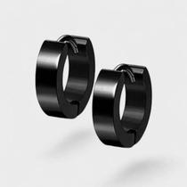 Par de Brincos Masculinos Argola Preta Click Aço Cirúrgico Pequeno Articulado Original Resistente