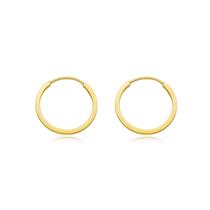Par De Brincos Mini Argola Segundo Furo 10mm Ouro 18k 750