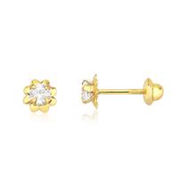 Par de brincos pedra flor tarracha baby ouro 10k d76