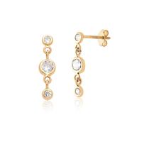 Par De Brincos Pendente De Pedrinhas Em Ouro 18k Ab129