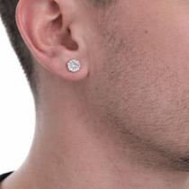 Par De Brincos Prata 925 Masculino E Feminino Zircônia Cravejado 7mm Par De Brincos Prata 925 Masculino E Feminino Zircônia Cravejado 7mm