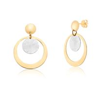 Par De Brincos Redondo Duas Cores Em Ouro 10k Ab86 Par De Brincos Redondo Duas Cores Em Ouro 10k Ab86