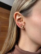 Par de brincos semi joia prata 925 e ouro 18 k gota G 1º e P 2º furo