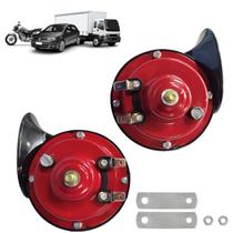 Par de Buzinas Caracol Universal 12v Carro Moto Caminhão Vermelha