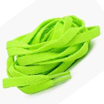 Par de Cadarço Verde Limão Neon Chato Tradicional 120cm