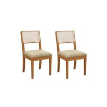 Par De Cadeiras Em Madeira Maciça Kappesberg Lola Boucle Bege