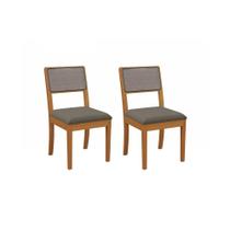 Par De Cadeiras Em Madeira Maciça Kappesberg Lola Linha Mescla Chumbo E Tela Chumbo