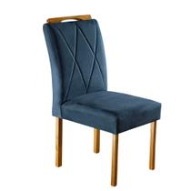 Par de Cadeiras Rubi em Madeira Maciça e Tecido Azul Turquesa Móveis Mix