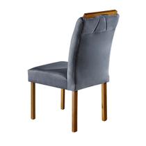 Par de Cadeiras Rubi em Madeira Maciça e Tecido Veludo Cinza Móveis Mix - Móveis Mundial