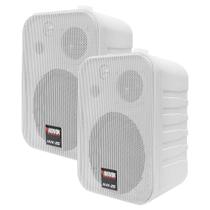 Par de Caixas Ambiente Novik NVK 25 cada Branco 25W RMS 2 Vias, Woofer 4", 8 O, 88 dB, 80 Hz21 kHz, c/ Suportes de Parede