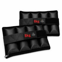Par de caneleiras ajustáveis 8kg cada musculação fitness treinamento funcional exercícios resistência fortalecimento pernas glúteos academia