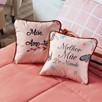 Par de Capas de Almofadas Mamma Amore Rosê 45cm x 45cm - Tecido Suede Par de Capas de Almofadas Mamma Amore Rosê 45cm x 45cm - Tecido Suede