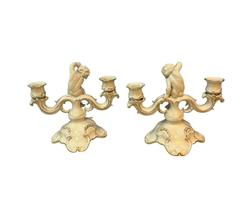 Par de Castiçais para Decoração Elegância e Sofisticação em Porcelana