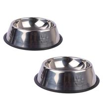 Par De Comedouro Bebedouro Antiderrapante Inox Cães E Gatos - C3B