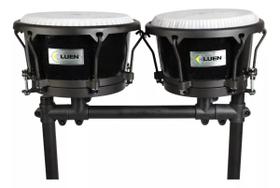 Par De Conga Compacta Slim Folheado Pint Sparkle Preto + Suporte