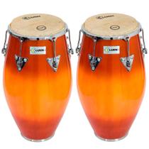 Par de Conga Luen Tribo 10"1/2 e 11"1/2 Honey Burst Pele Animal - Luen Percussion