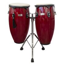 Par de Congas New York 11 e 12 Vermelha com Suporte