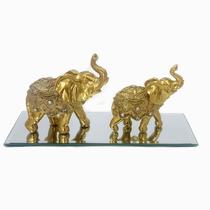 Par de Elefantes Decorativo em Resina com Base Indiano Sabedoria Sorte - ParElefPremA Par de Elefantes Decorativo em Resina com Base Indiano Sabedoria Sorte - ParElefPremA