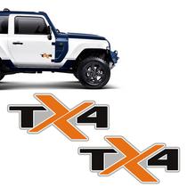 Par De Emblema Tx4 Troller 2020/2021 Adesivo Lateral Laranja
