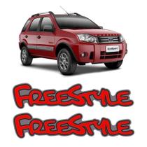 Par de Emblemas Adesivo Freestyle Ford Ecosport Vermelho - Sportinox