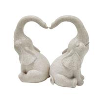 Par de esculturas de decoração de jardim com elefante em forma de coração Par de esculturas de decoração de jardim com elefante em forma de coração