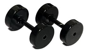Par De Falso Alargador Preto Brinco Aço Fake 6mm Unissex